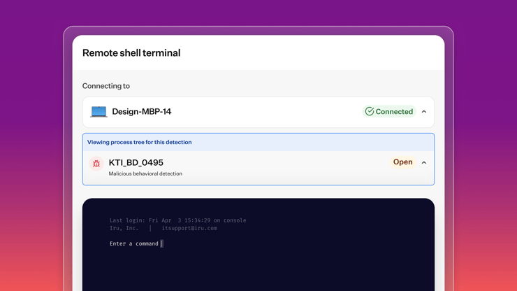 Remote Shell: Investigate and resolve without leaving the detection page