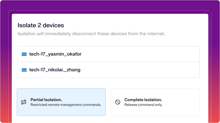 Stop Threats Instantly with Device Isolation for Iru EDR