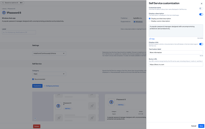 Custom Links for Windows Auto Apps in Self Service