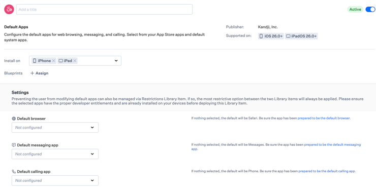 Default Apps Library Item