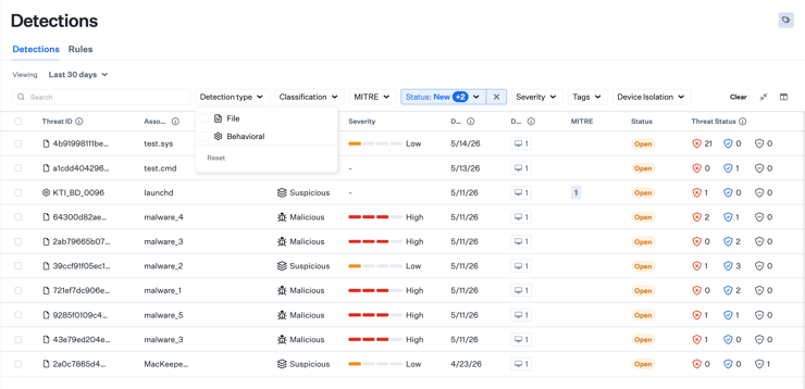Unified EDR Detections View