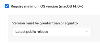 ADE Library Item allows for selecting the latest public release OS version for Mac