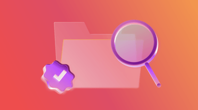 Featured image: Icons of a checkmark and a magnifying glass superimposed over an opaque icon of a folder, representing cybersecurity risk assessment.