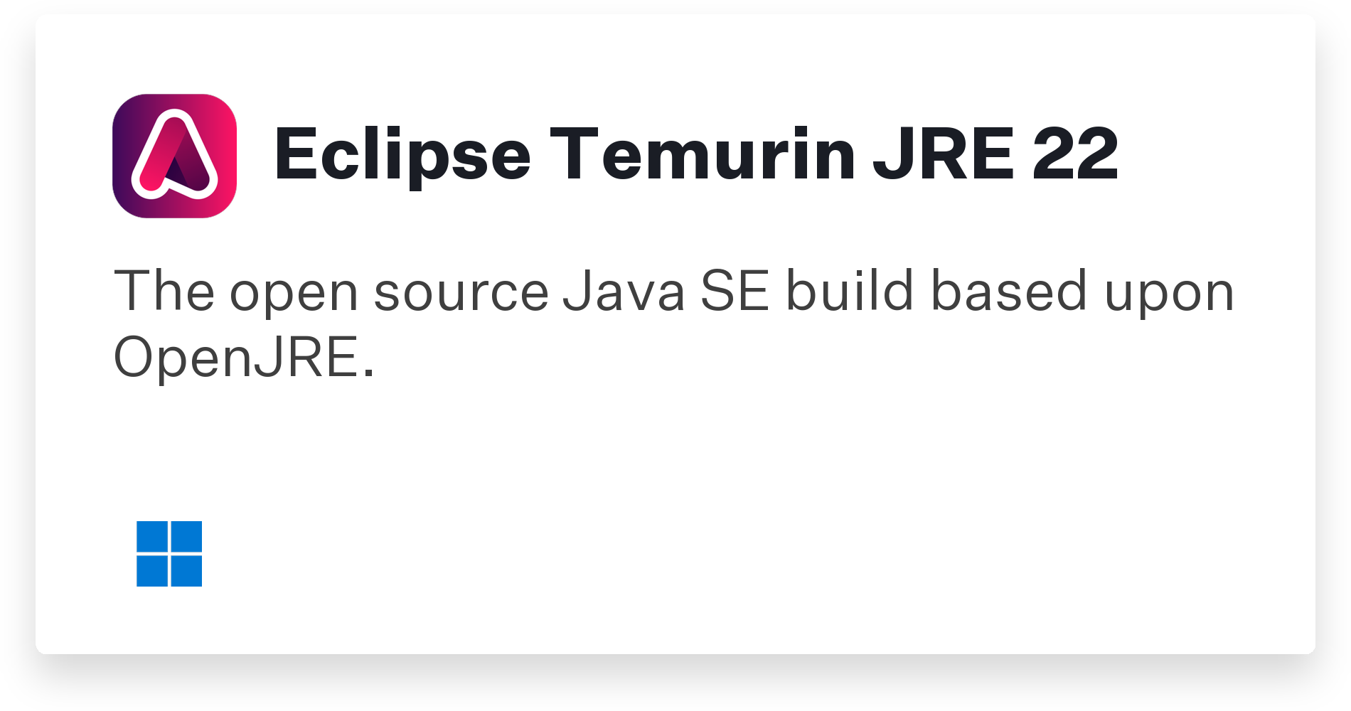 Eclipse Temurin JRE 22 Title Card