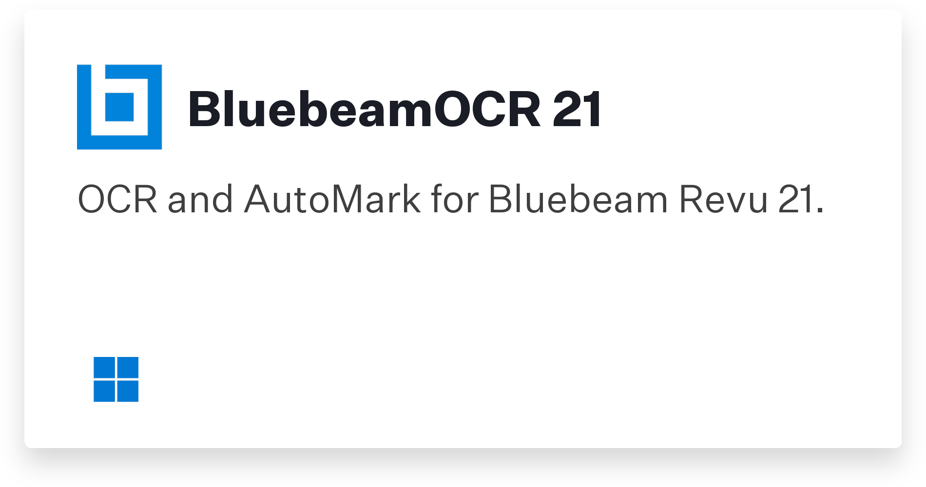 BluebeamOCR 21 Title Card