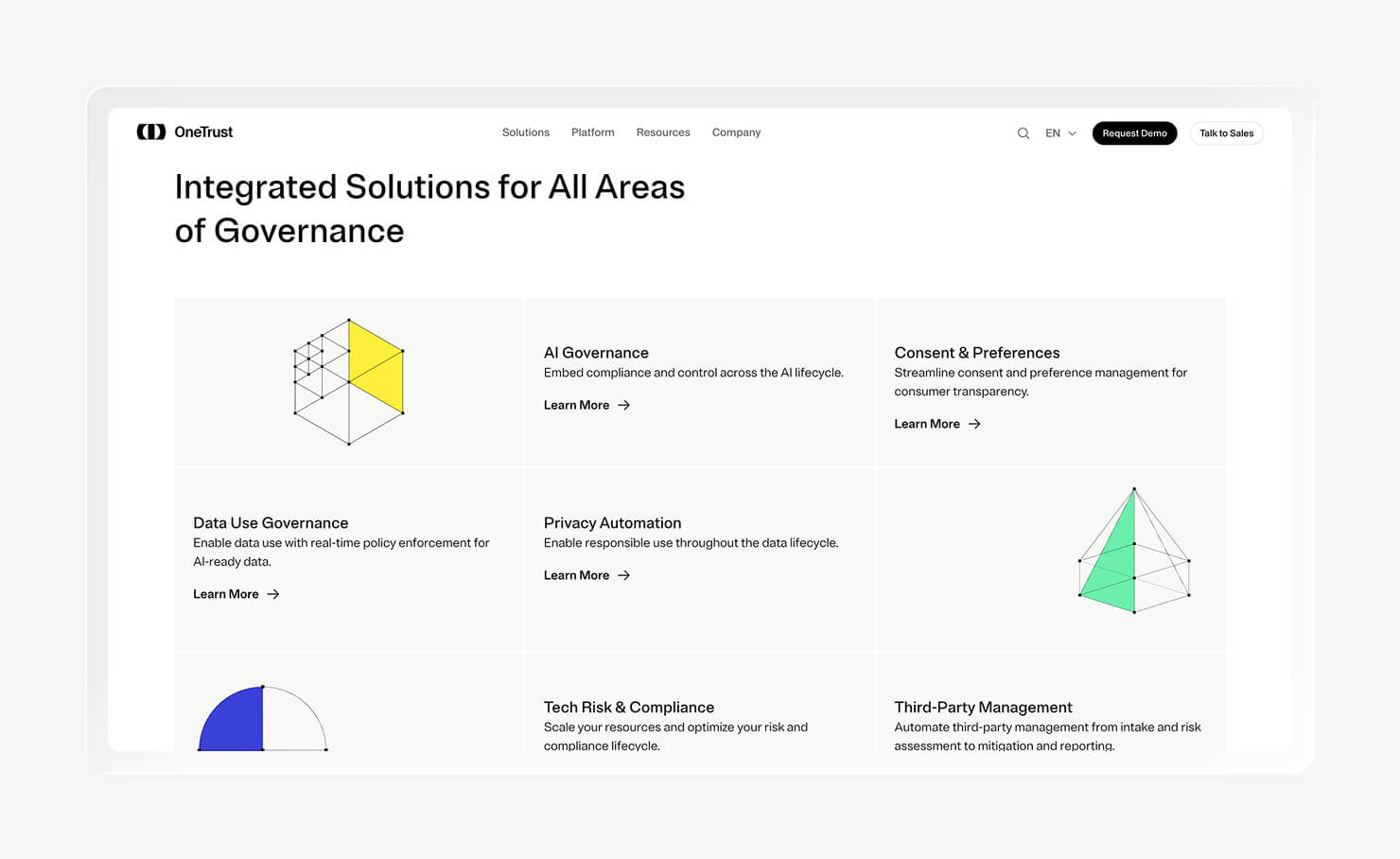 A screenshot of the OneTrust homepage.