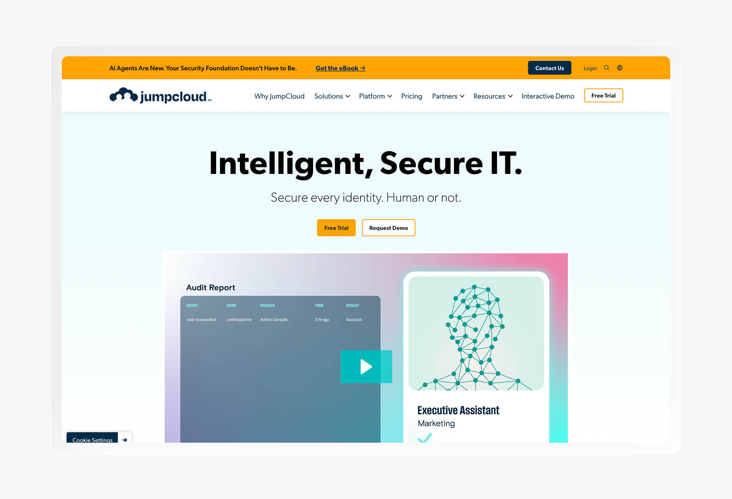 A screenshot of the JumpCloud homepage