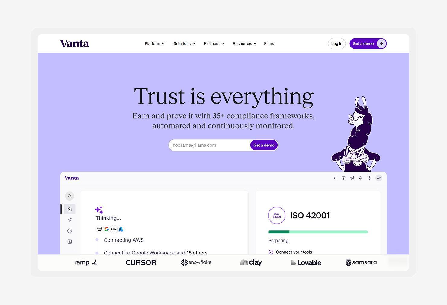 A screenshot of the Vanta homepage