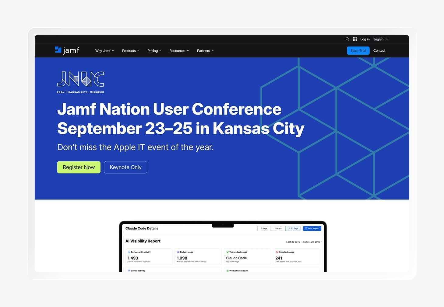 Screenshot of the Jamf homepage.