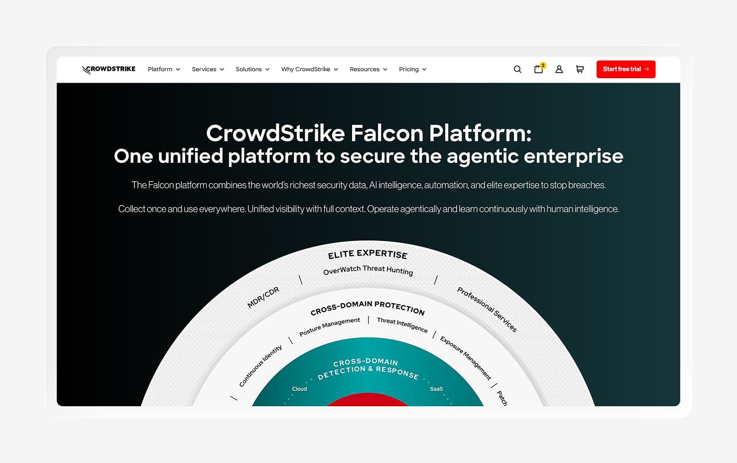 A screenshot of the CrowdStrike Falcon homepage