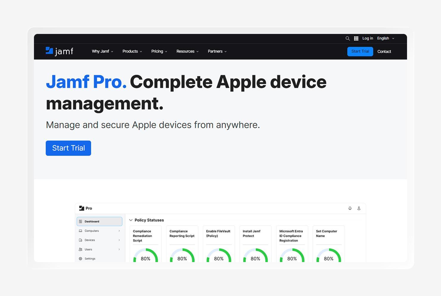 A screenshot of the Jamf homepage.