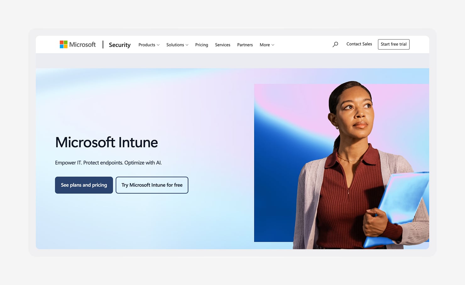Screenshot of the Microsoft-Intune homepage.