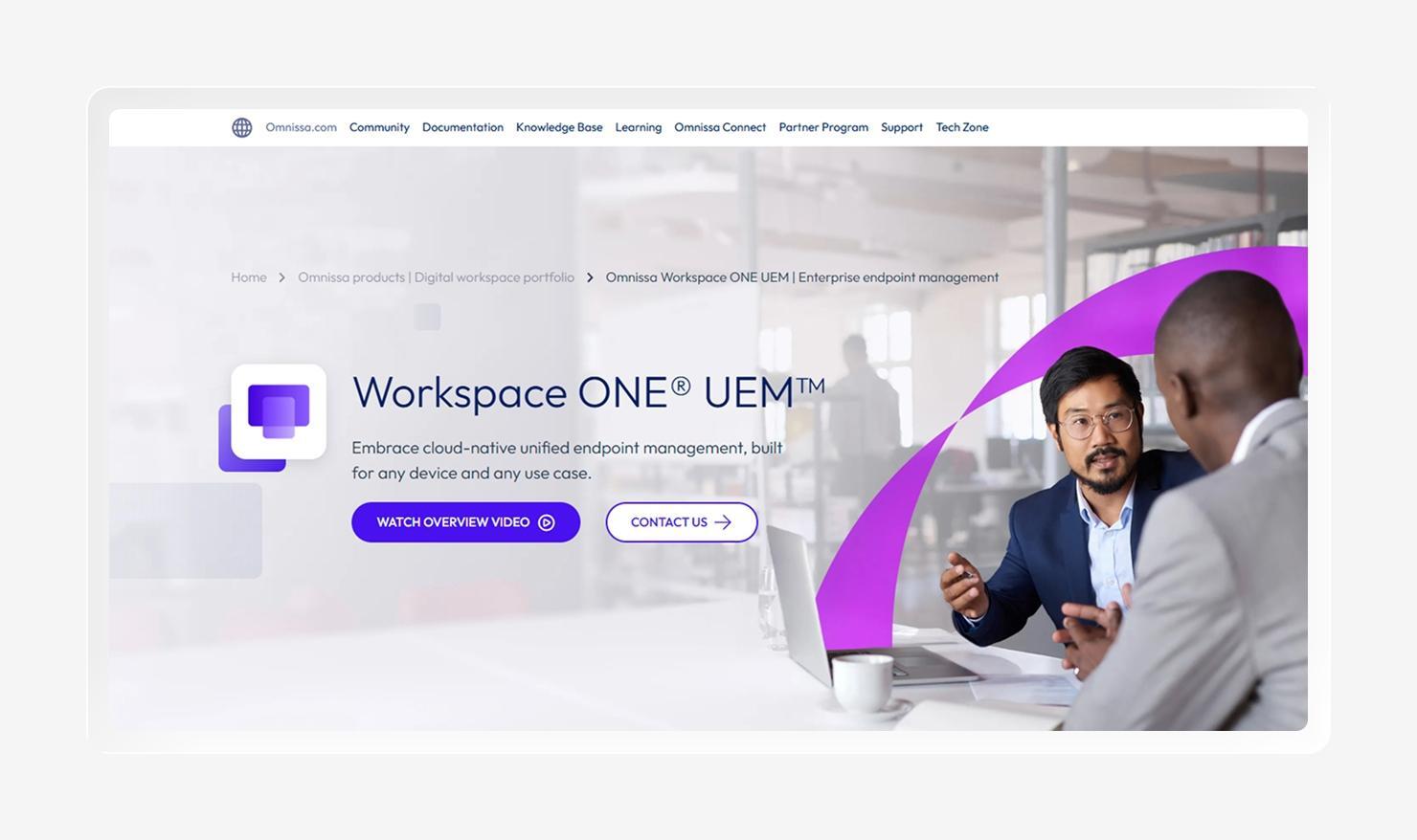 A screenshot of the Workspace ONE by Omnissa homepage