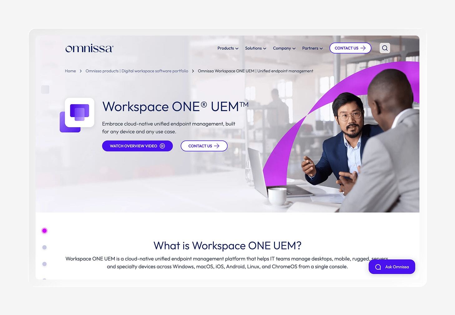 A screenshot of the Workspace ONE UEM homepage