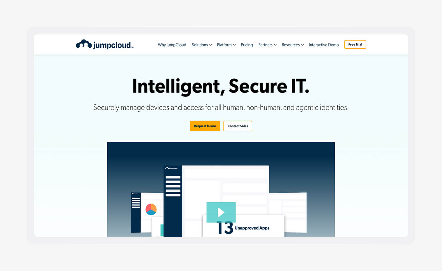 A screenshot of the JumpCloud homepage.
