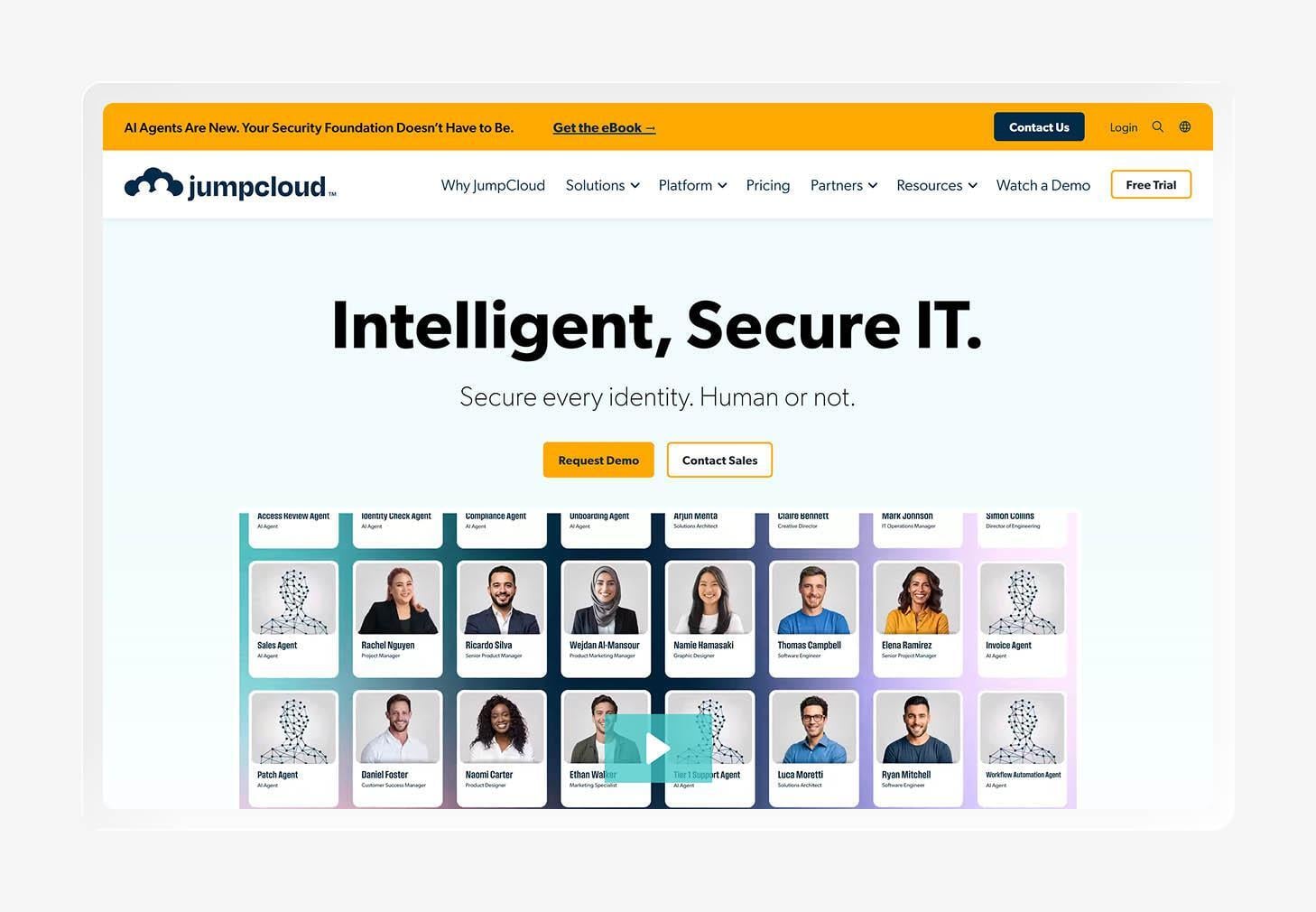 Screenshot of the JumpCloud homepage.