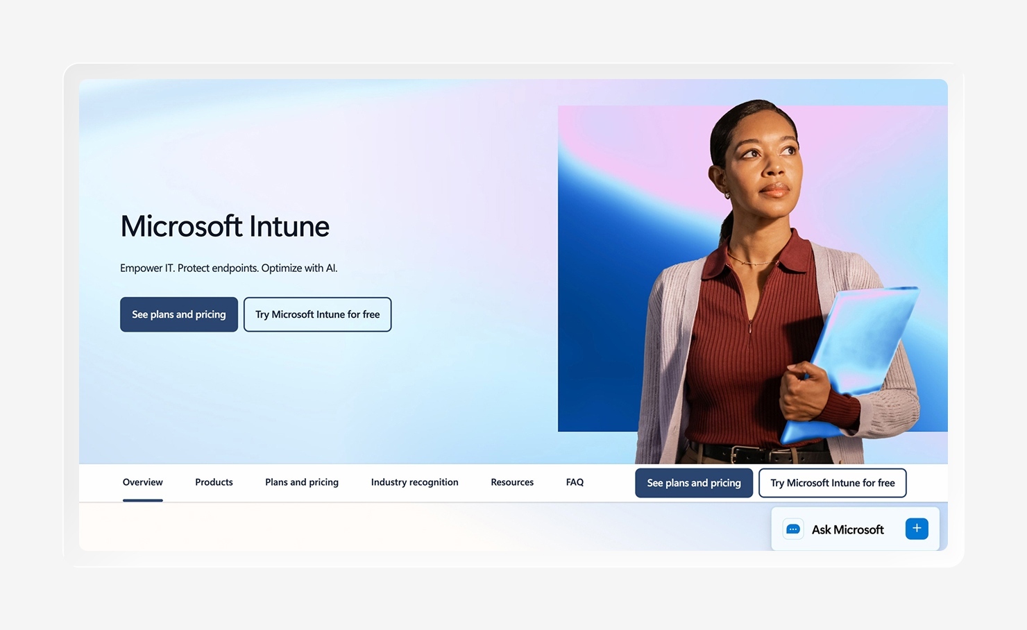 Screenshot of the Microsoft Intune service page.