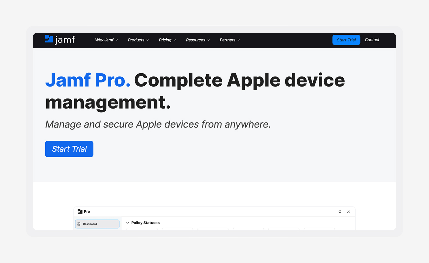 Screenshot of the Jamf Pro homepage.