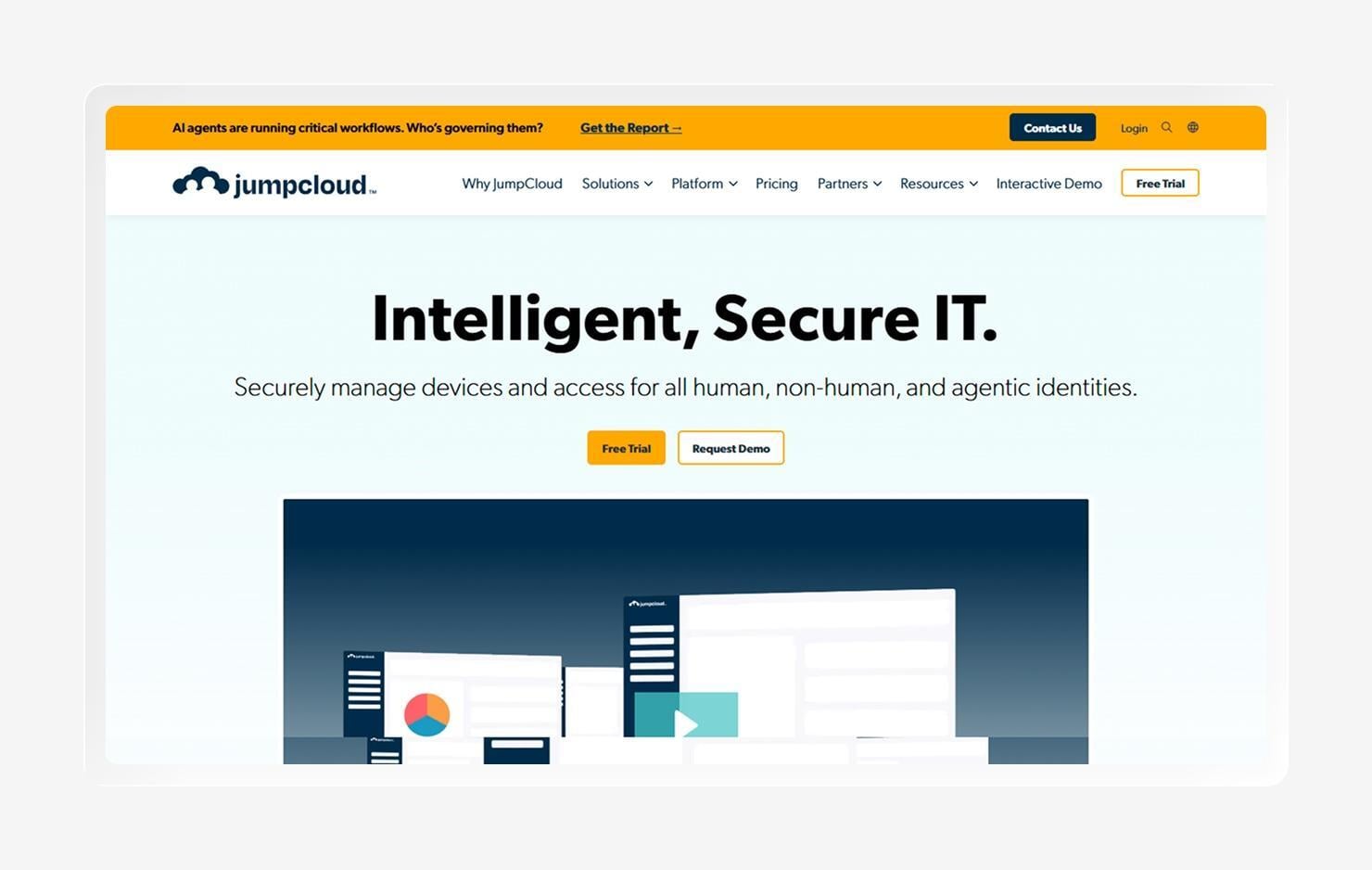 A screenshot of the JumpCloud homepage