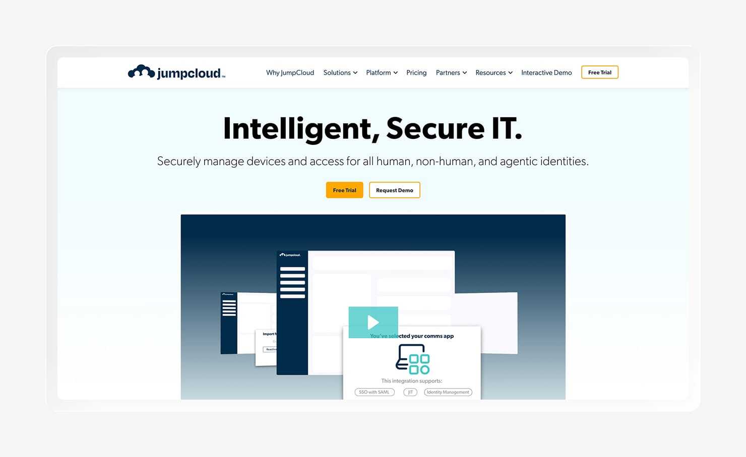 Screenshot of the JumpCloud homepage.