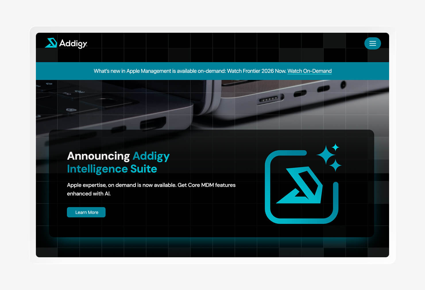 A screenshot of the Addigy homepage