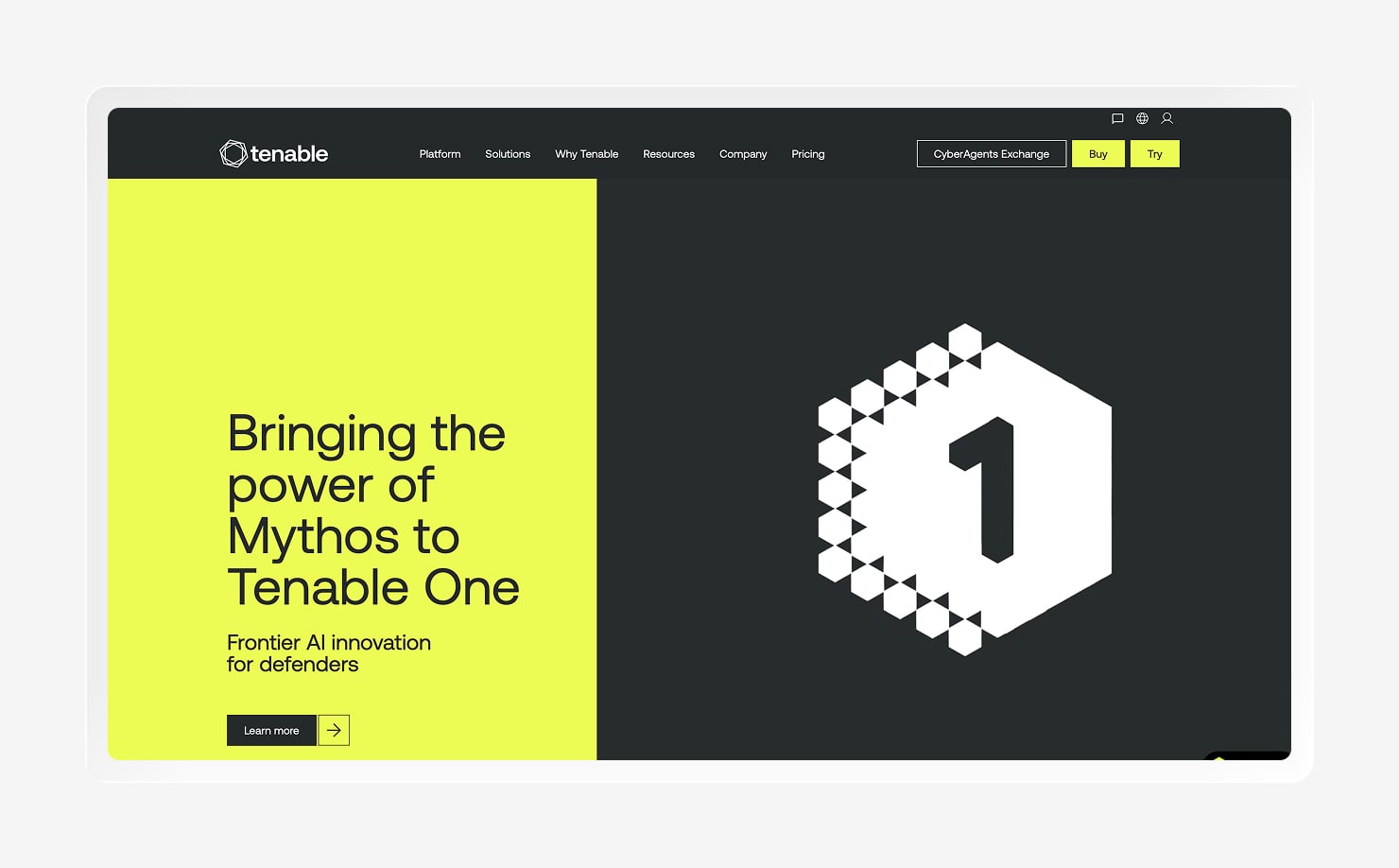 Screenshot of the Tenable Nessus homepage.