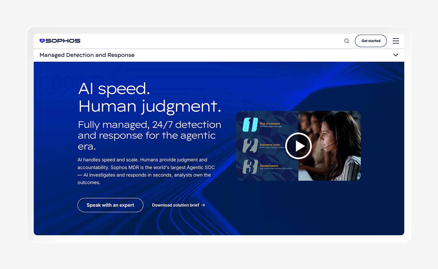 A screenshot of the Sophos Intercept MDR homepage.