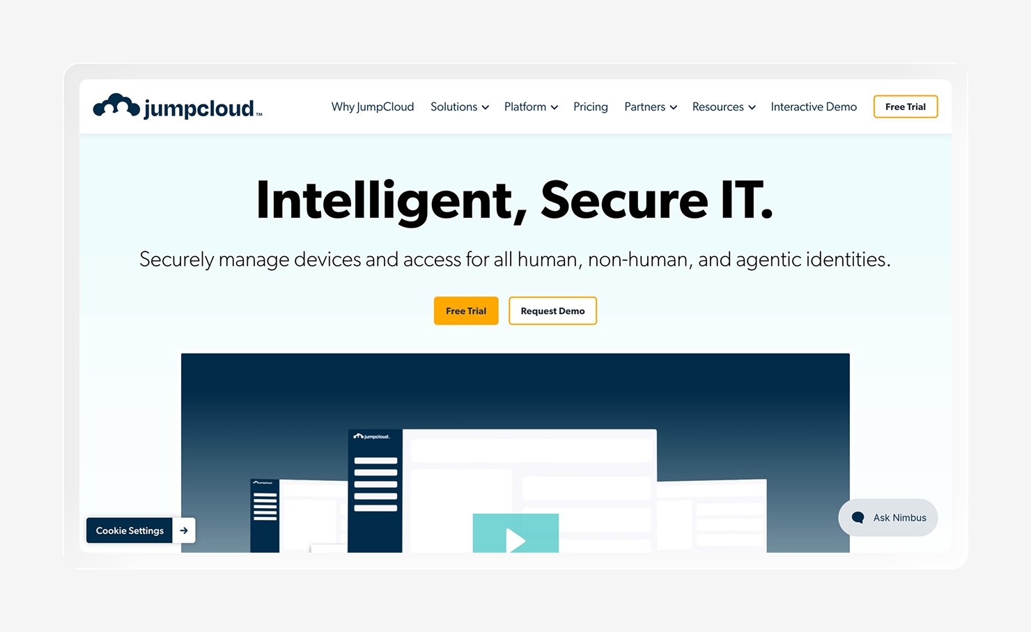 A screenshot of the JumpCloud homepage.