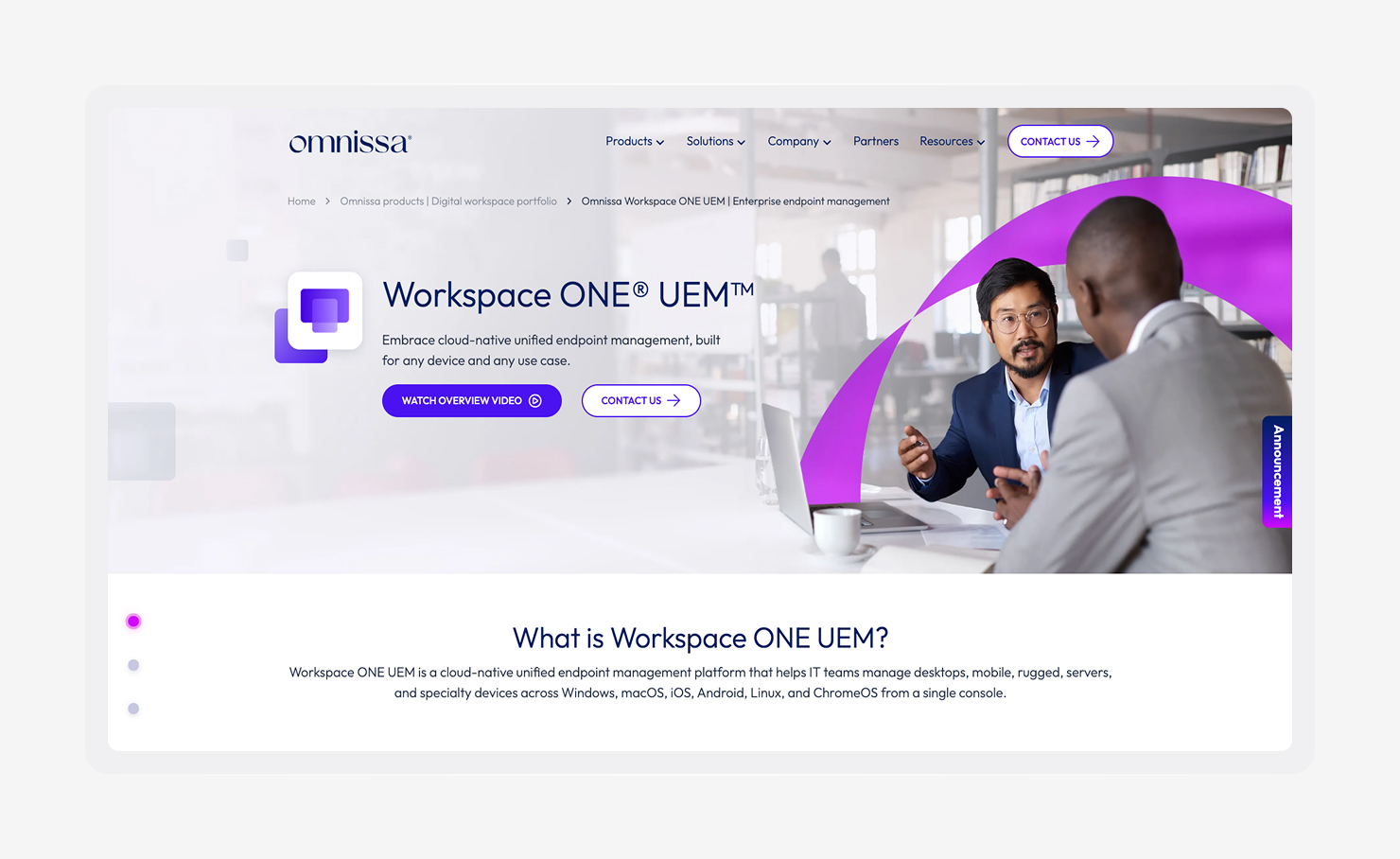 Screenshot of the Workspace One UEM homepage.