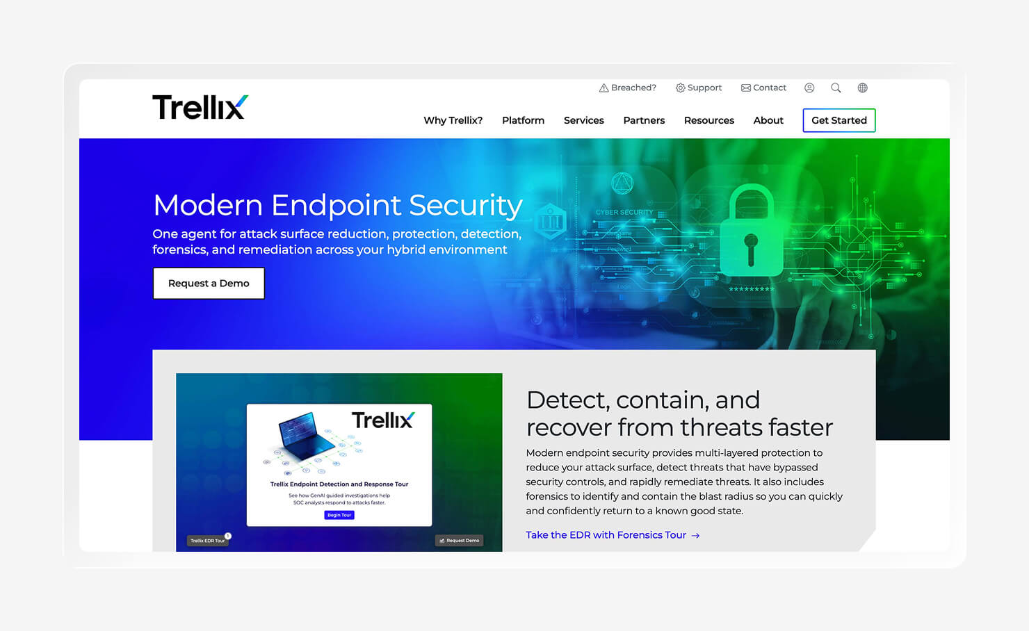 Screenshot of the Trellix Endpoint Security homepage.