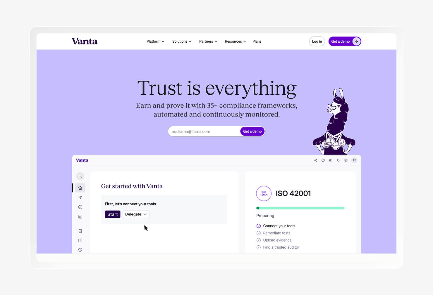 A screenshot of the Vanta homepage