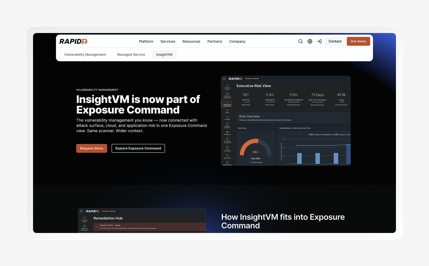 Screenshot of the Exposure Command homepage.