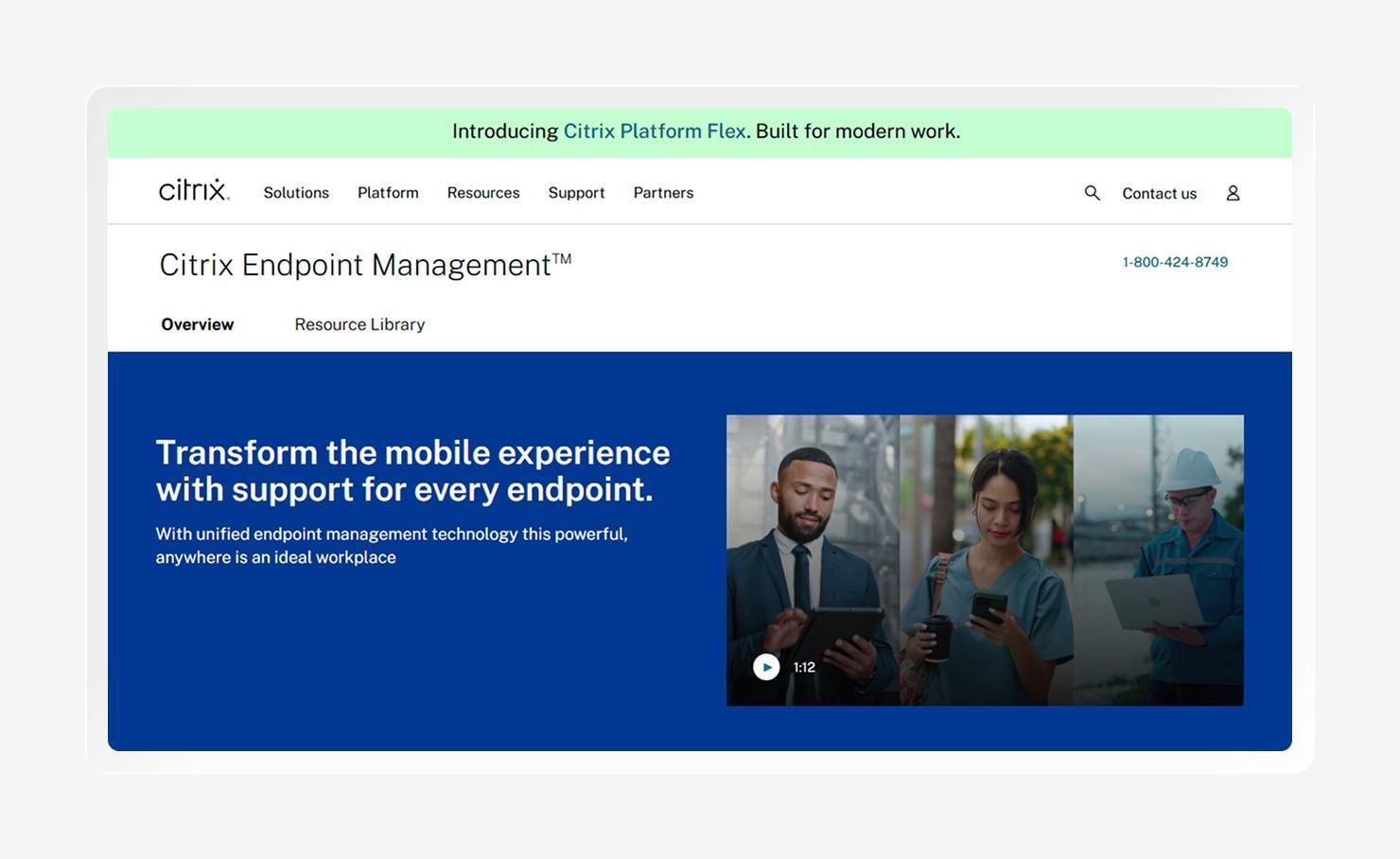 A screenshot of the Citrix homepage