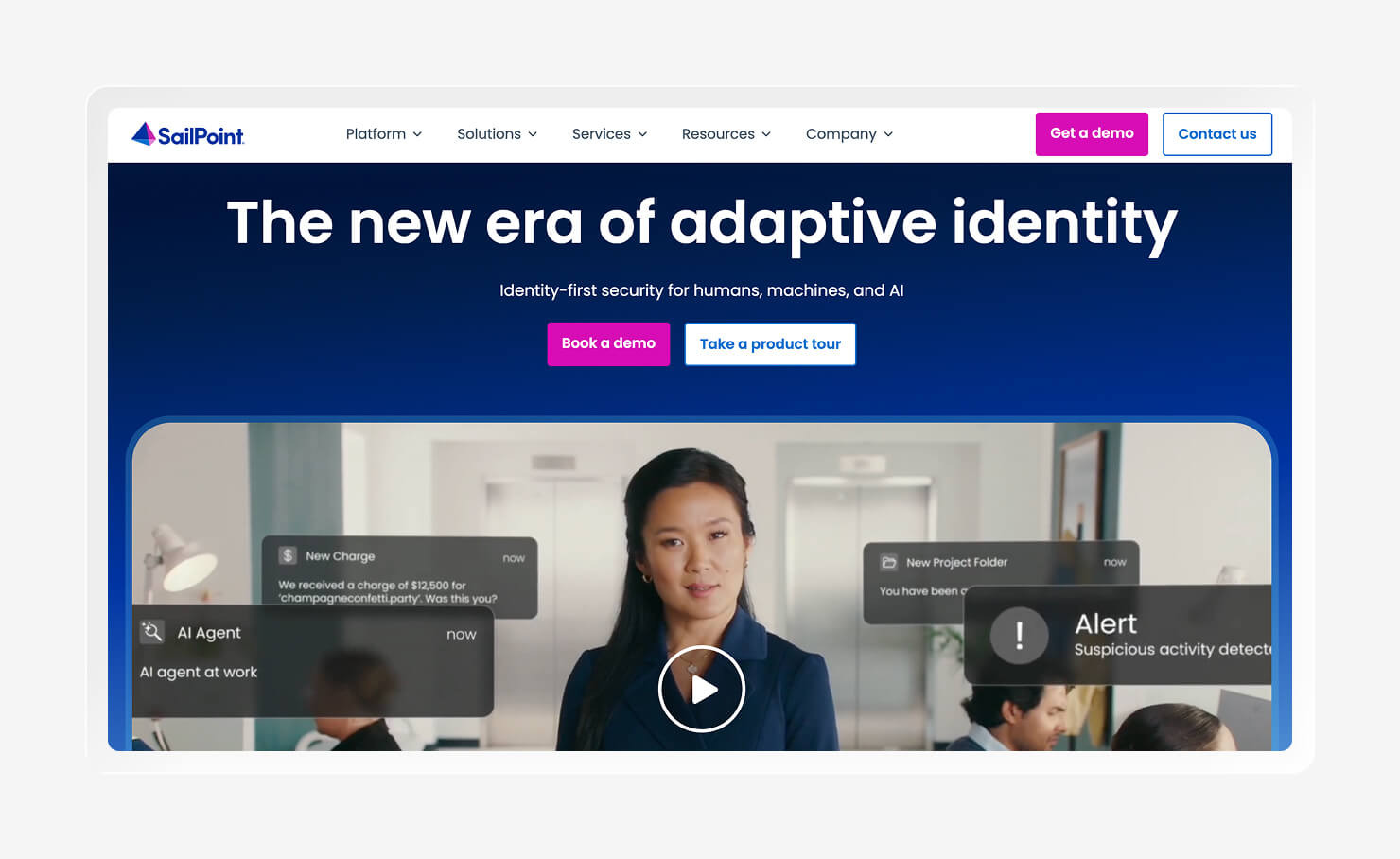 A screenshot of the SailPoint homepage.