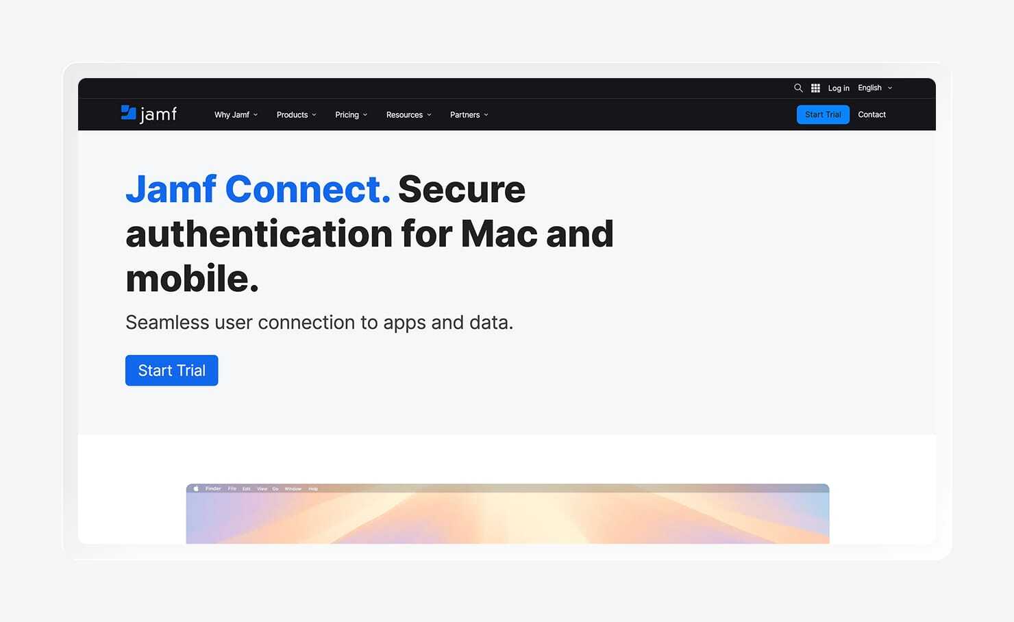 Screenshot of the Jamf Connect homepage.