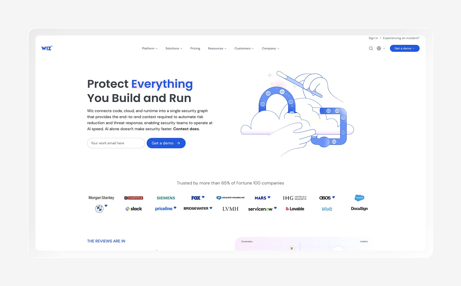 Screenshot of the Wiz homepage.