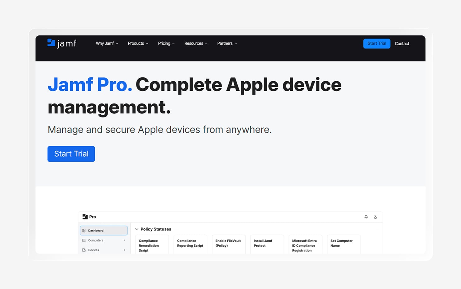 A screenshot of the Jamf homepage