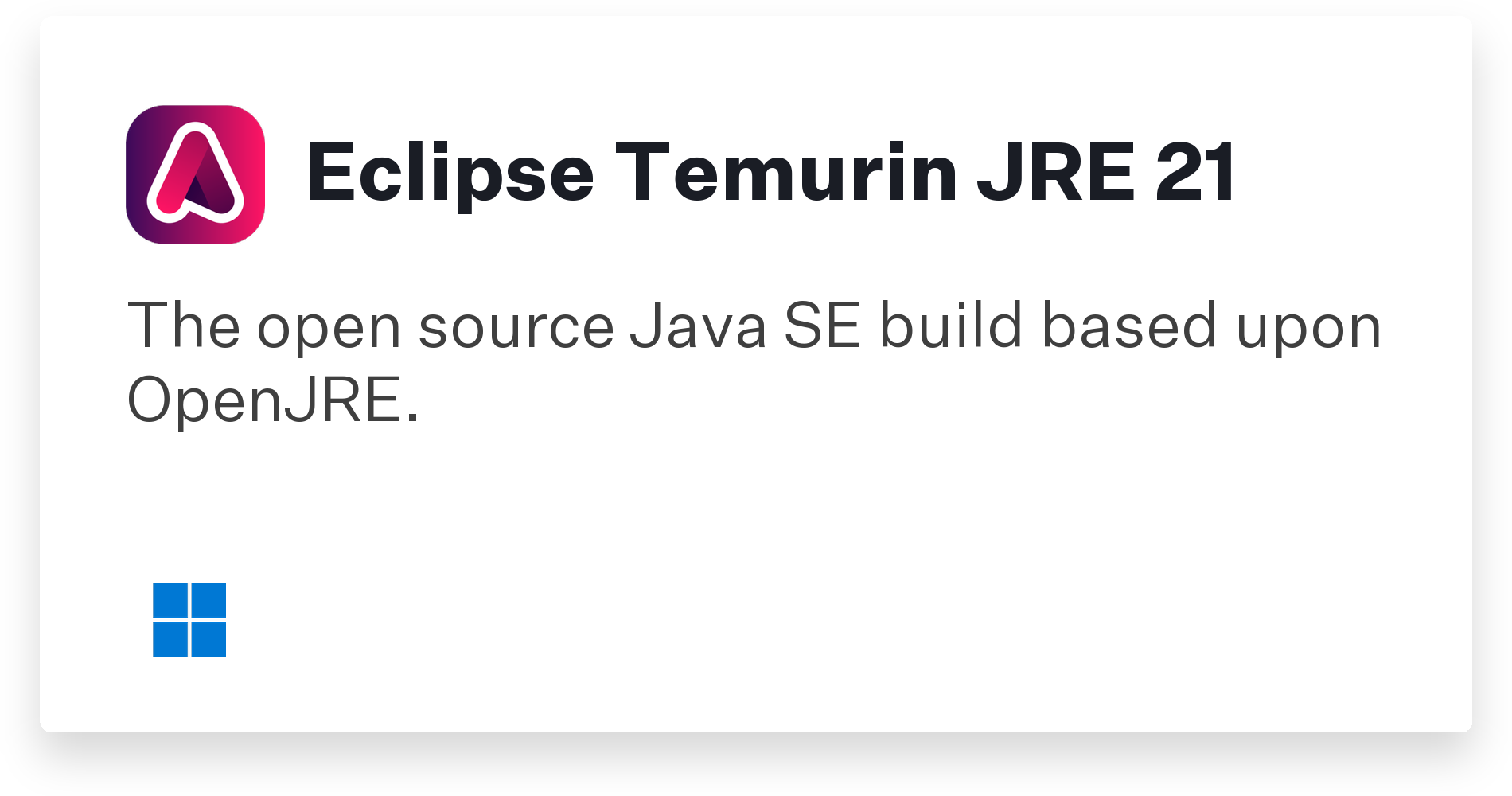 Eclipse Temurin JRE 21 Title Card