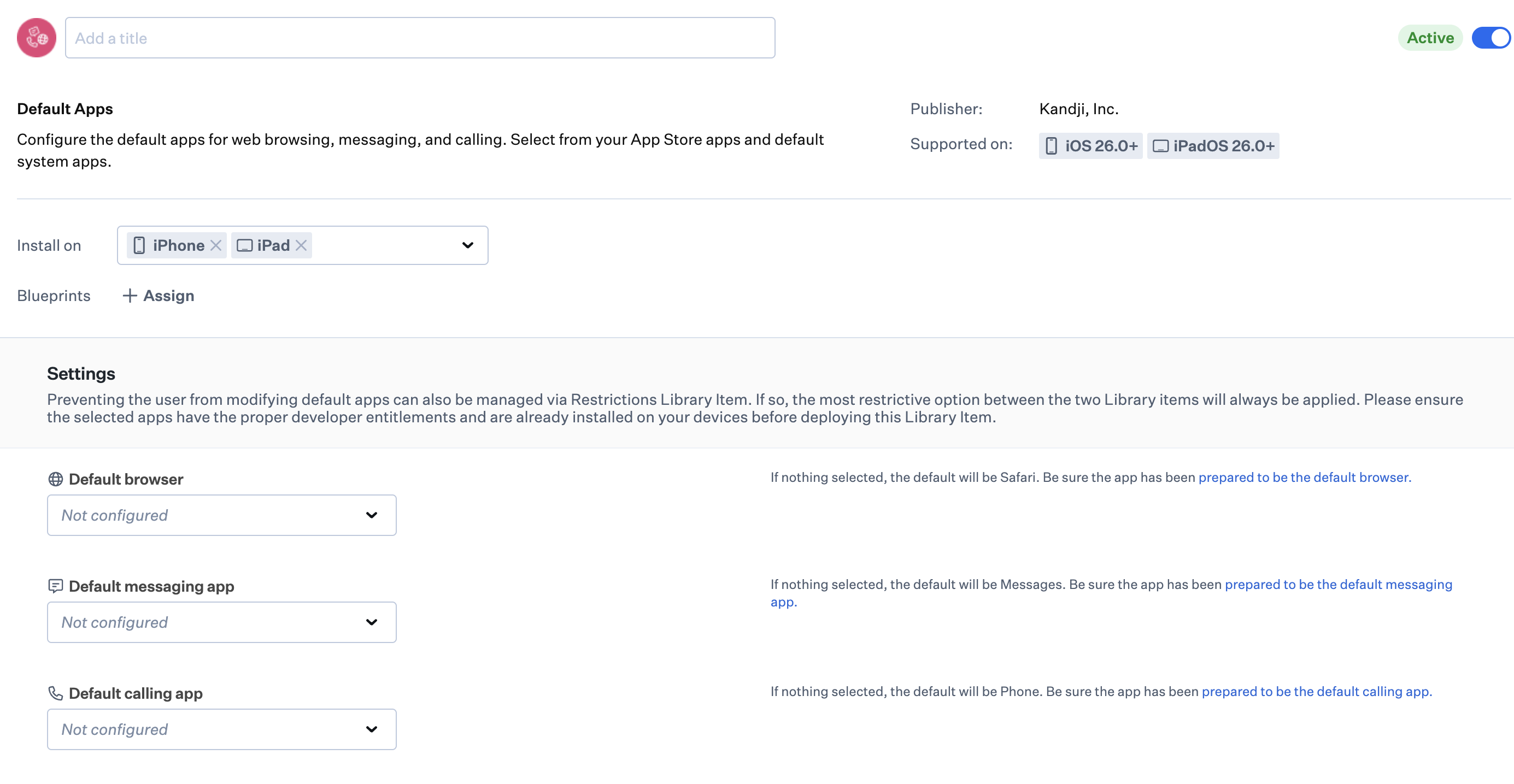 Default Apps Library Item