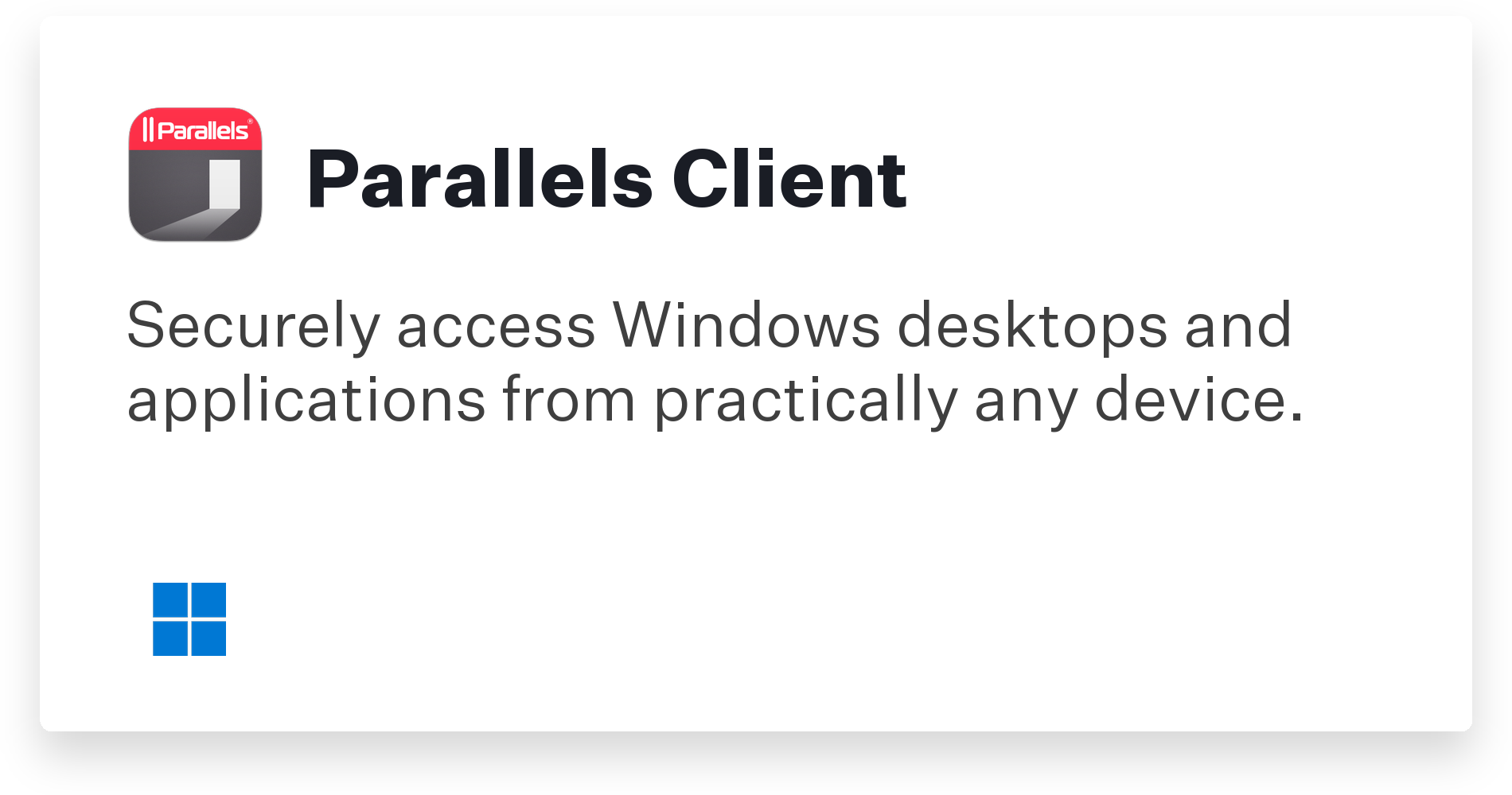 Parallels Client Title Card